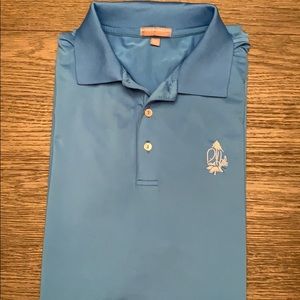 Peter Millar Solid Blue Performance Golf Shirt